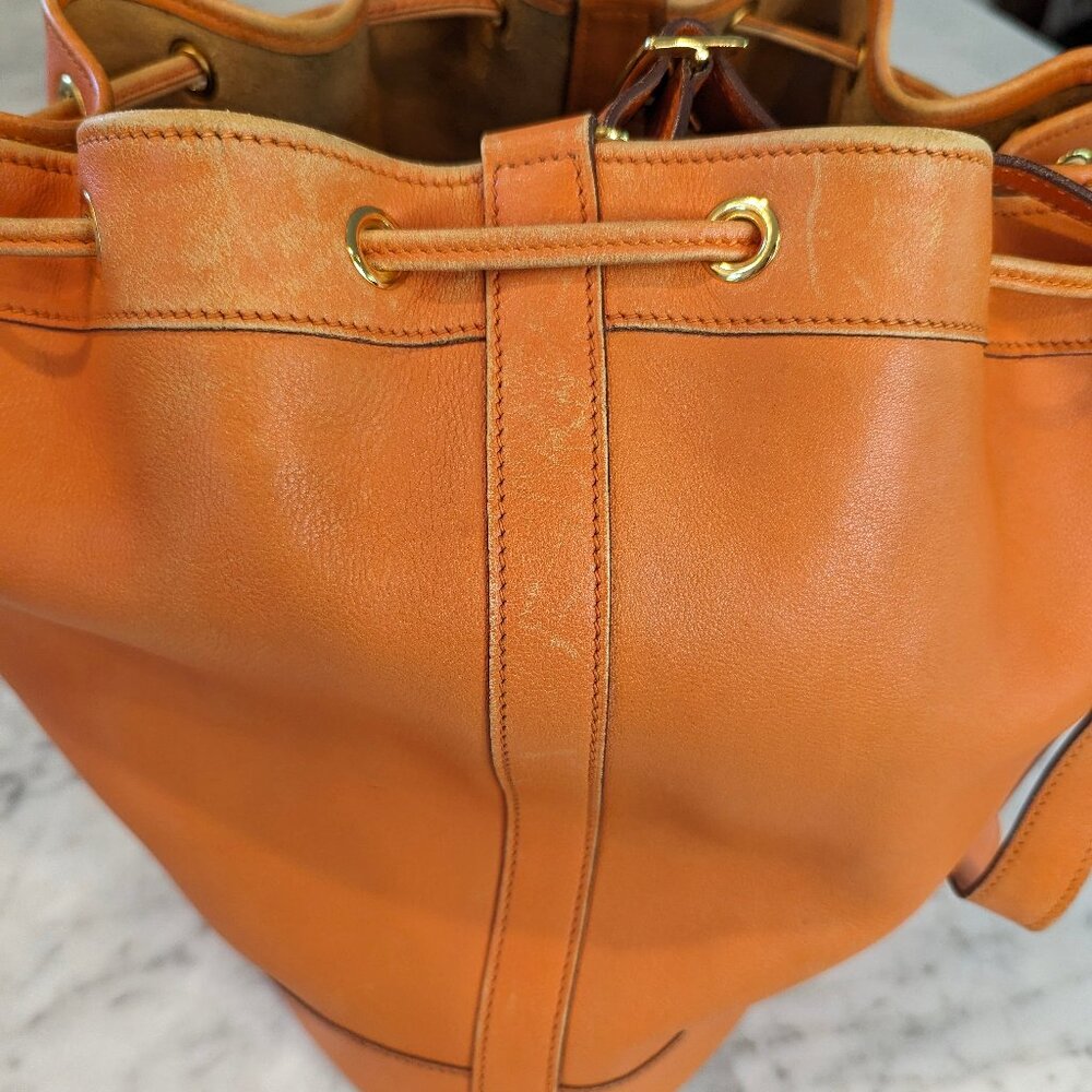 HERMES Vintage Market GM Shoulder Bag Orange Gulliver Leather Circle M 1983 RARE - Picture 9 of 16